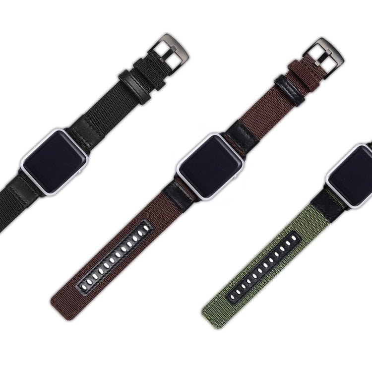 For Apple Watch Series 7 41mm / 6 & SE & 5 & 4 40mm / 3 & 2 & 1 38mm Nylon Watch Band(Coffee) by bashfashion