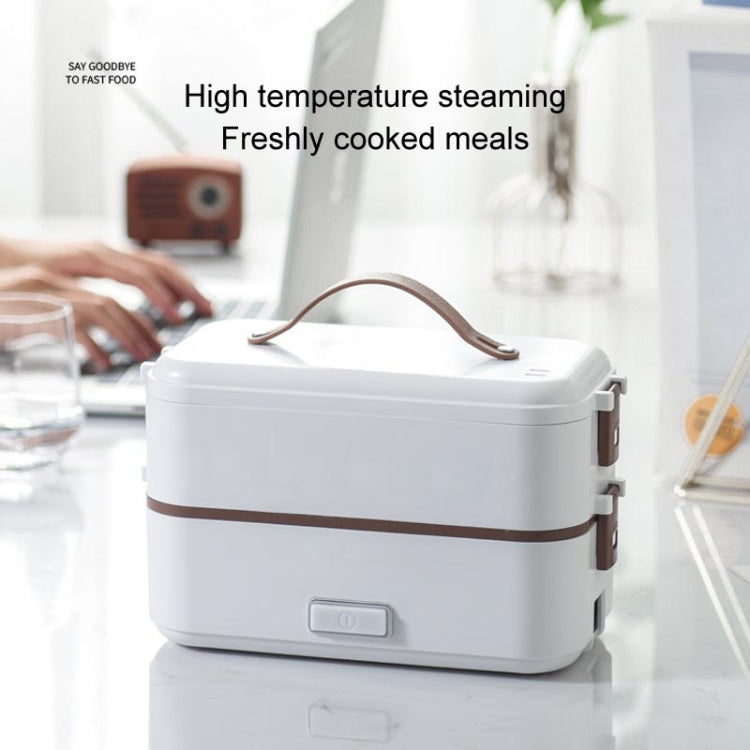 Multi Functional Microwave Oven With Plug-in Electric Cooking Electric Lunch Box, Color:White Double Layer(US Plug) by bashfashion