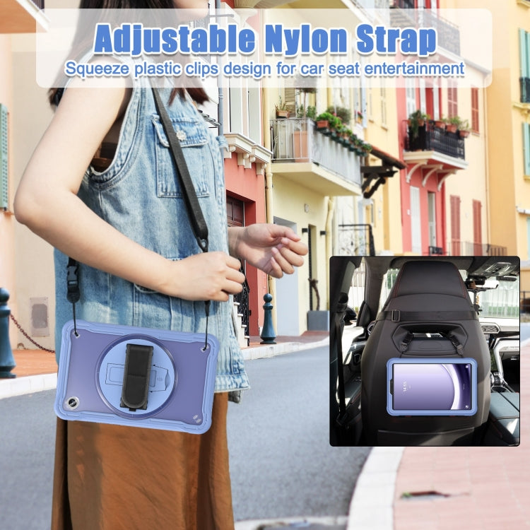 For Samsung Galaxy Tab A9 X110/X115 Powerful Sailor Hand Grip Heavy Duty Hybrid Tablet Case with Strap(Lavender Grey) by bashfashion