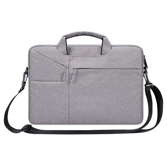 ST02S Waterproof Tear Resistance Hidden Portable Strap One-shoulder Handbag for 14.1 inch Laptops, with Suitcase Belt(Light Grey) by bashfashion