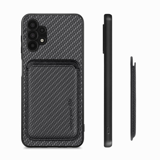 For Samsung Galaxy A32 5G Carbon Fiber Leather Card Magsafe Magnetic Phone Case(Black) by bashfashion