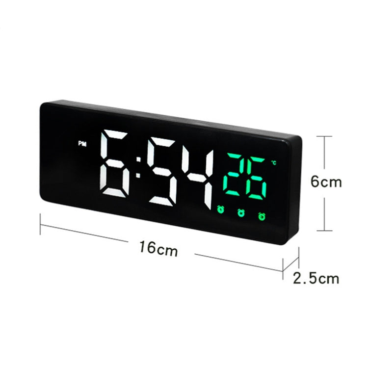 0715 Voice-activated LED Mute Date Temperature Display Electronic Clock(White Shell Green Light) by bashfashion