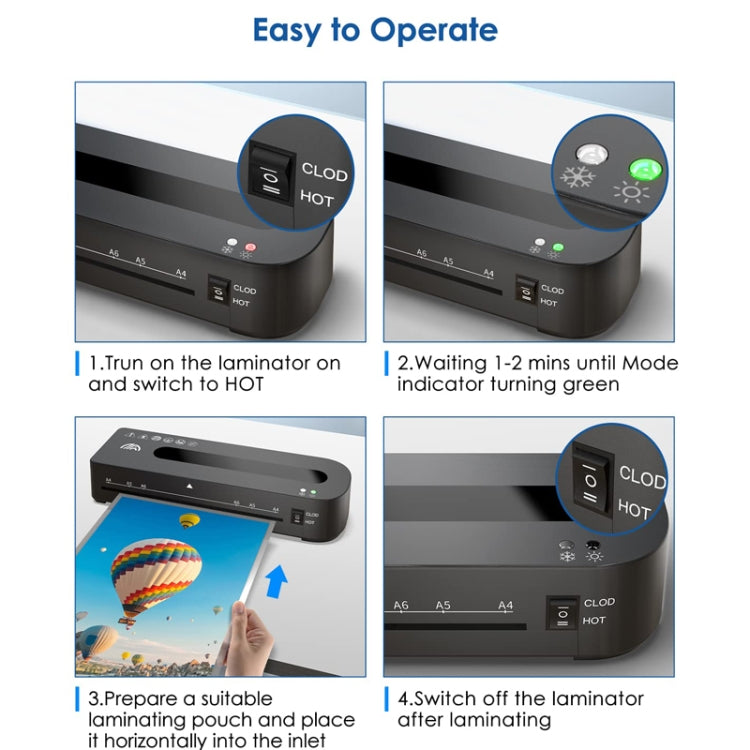 FN333 A4 Photo Laminating Machine With Hot And Cold Mode, Size: Set 3(US Plug) by bashfashion