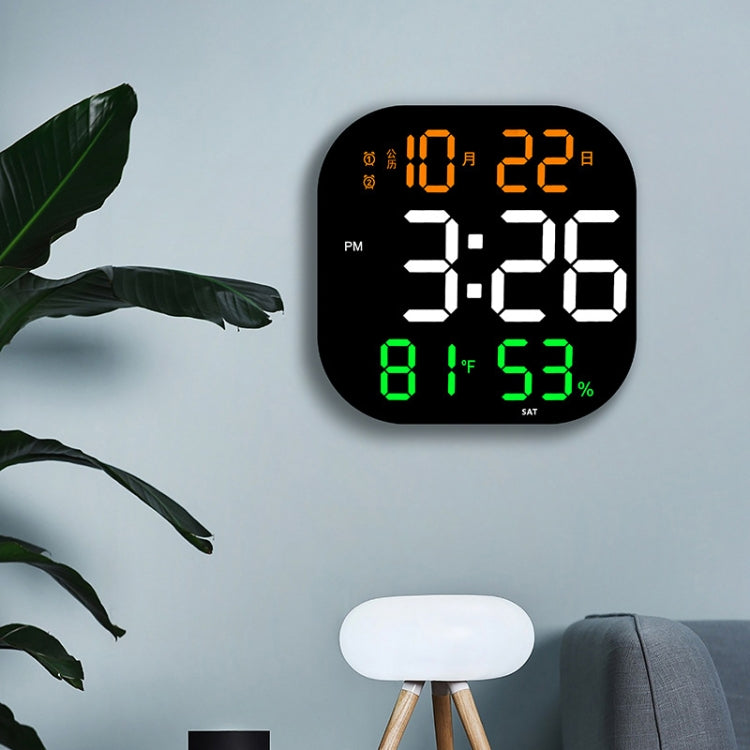 13-Inch LED Acrylic Electronic Clock Large-Screen Square Wall Clock With Timing Temperature Humidity(6632 White Red) by bashfashion