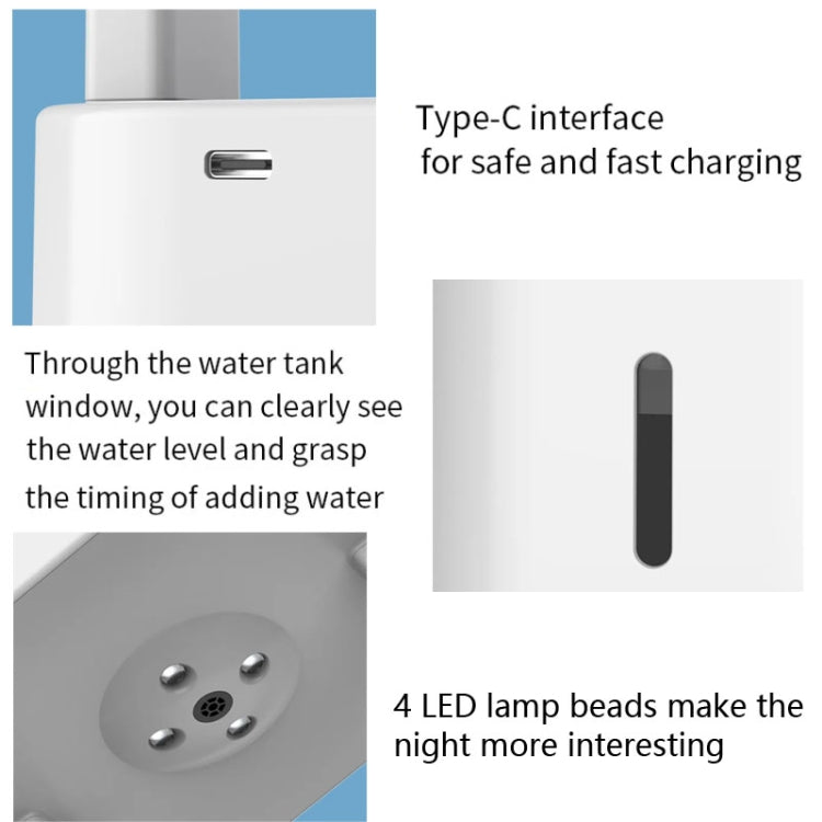 580ml Anti-gravity Humidifier Water Droplet Backflow Atomizer Aromatherapy Machine(White Light) by bashfashion