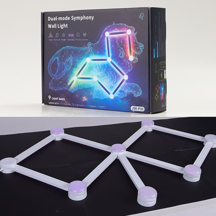 JSK-P30 9 Sections Smart WiFi Bluetooth Splicing Atmosphere Light Sound Control Constellation Light Support Amazon Alexa / Google Assistant / DuerOS AU Plug(White) by bashfashion