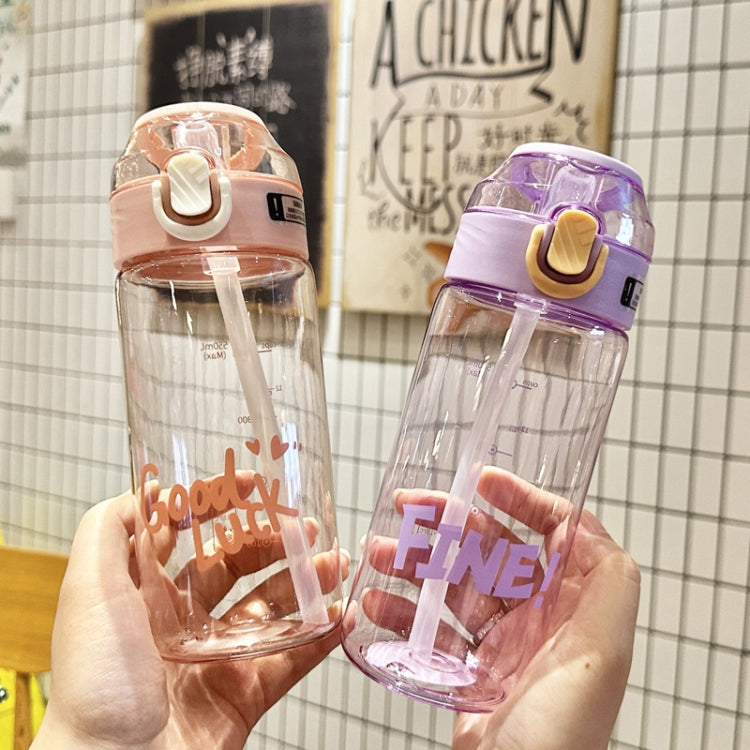 Student Portable Bouncing Straw Large Capacity Drop Resistant Plastic Cups, Style: 800ml Purple by bashfashion