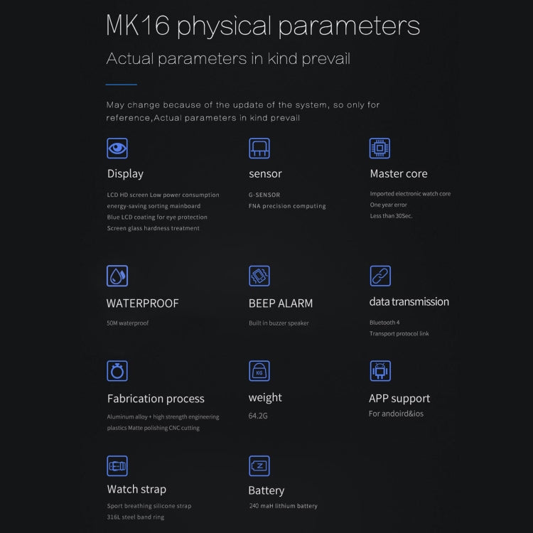 Lokmat MK16 LCD Screen 50m Waterproof Smart Watch, Support Information Reminder / Remote Camera / Walking Motion Monitor(Red) by Lokmat