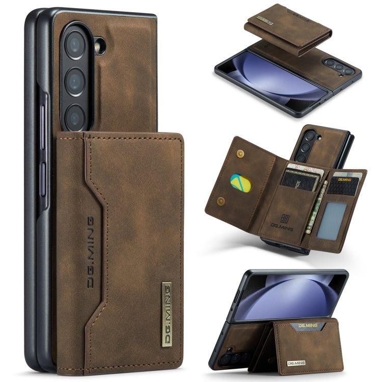 For Samsung Galaxy Z Fold5 DG.MING M2 Series 3-Fold Multi Card Bag + Magnetic Phone Case(Coffee) by DG.MING