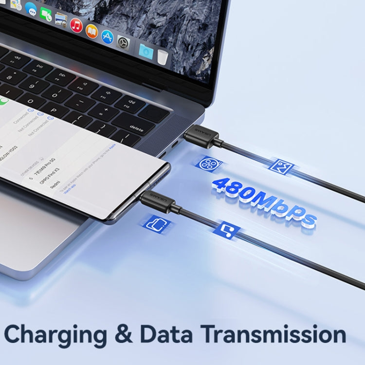 USAMS US-SJ693 USB to USB-C / Type-C 3A Striped Fast Charge Data Cable, Length:2m(Black) by USAMS