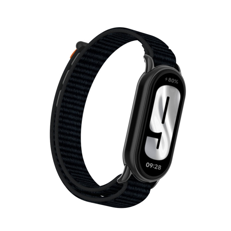 For Xiaomi Smart Band 9 / 8 Metal Connector + Loop Nylon Hook and Loop Fastener Watch Band(Dark Black) by bashfashion