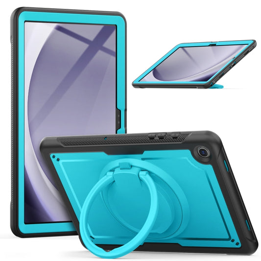 For Samsung Galaxy Tab A11+ / A9+ Honeycomb Hybrid Tablet Case with Handle Holder & Strap(Light Blue) by bashfashion