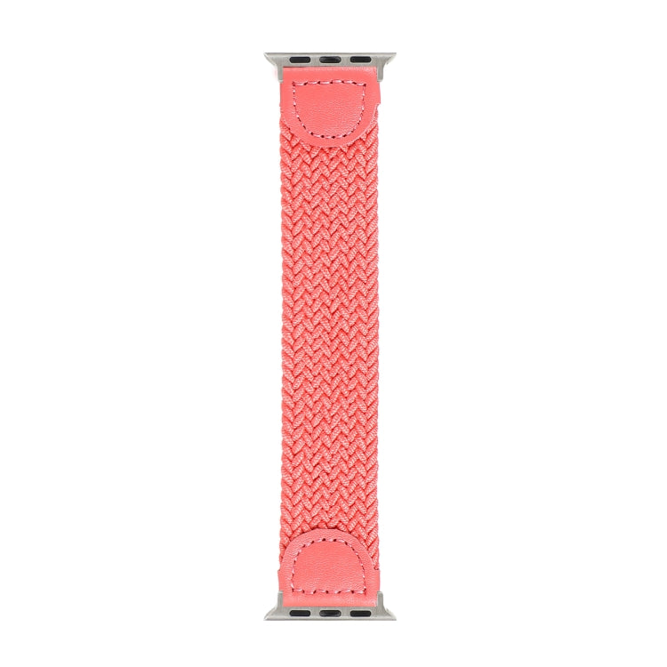 Nylon + Leather Braided Watch Band For Apple Watch Series 7 41mm / 6 & SE & 5 & 4 40mm / 3 & 2 & 1 38mm, Size:M(Rose Red) by bashfashion