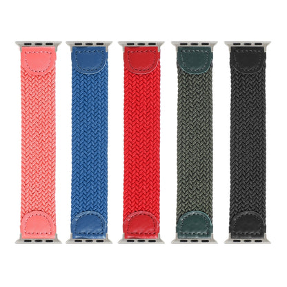Nylon + Leather Braided Watch Band For Apple Watch Series 7 45mm / 6 & SE & 5 & 4 44mm / 3 & 2 & 1 42mm, Size:M(Army Green) by bashfashion