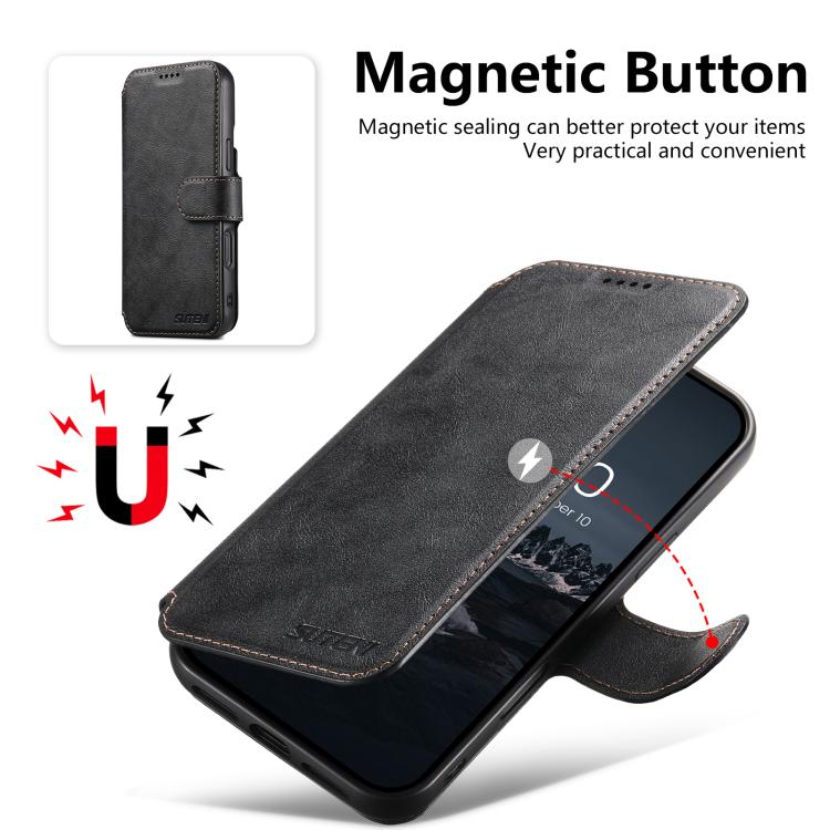 For iPhone 13 Pro Max Suteni Q05 2-in-1 Multi-function Detachable Wallet MagSafe Phone Case(Black) by Suteni