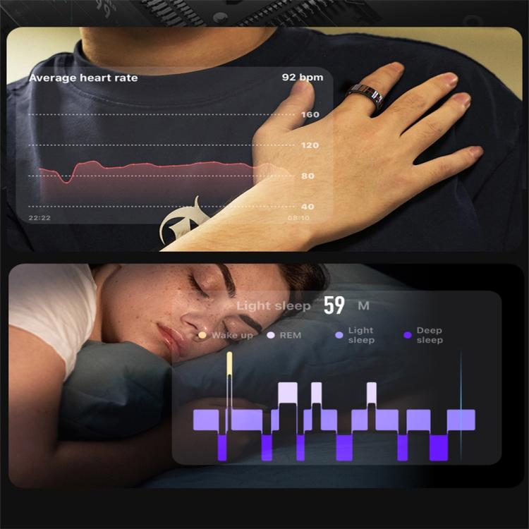 R04 SIZE 13 Smart Ring, Support Heart Rate / Blood Oxygen / Sleep Monitoring / Take Photos(Black) by bashfashion