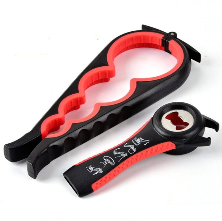 2pcs / Set Five-in-one Can Opener + Four-in-one Multi-function Bottle Opener Set(Red&Black) by bashfashion