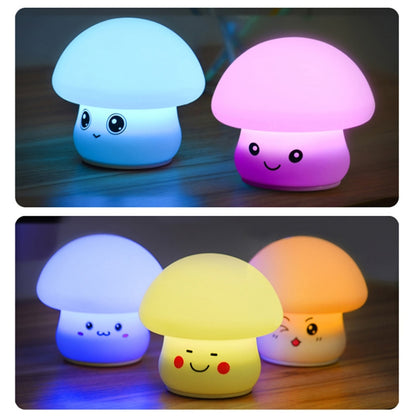Silicone Colorful Mushroom Night Light Bedside Sleeping Table Lamp, Power source: 0.8W(Niu Niu Mushroom) by bashfashion