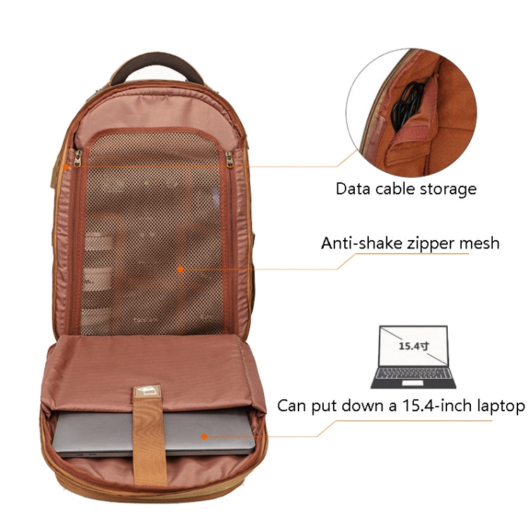 K813 Retro SLR Camera Bag Canvas Shoulder Computer Camera Bag(Khaki) by bashfashion