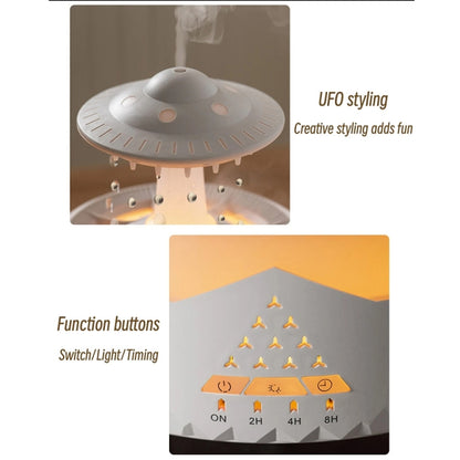 UFO Water Drop Aromatherapy Humidifier Desktop Remote Control Diffuser, Plug: EU Plug(White) by bashfashion