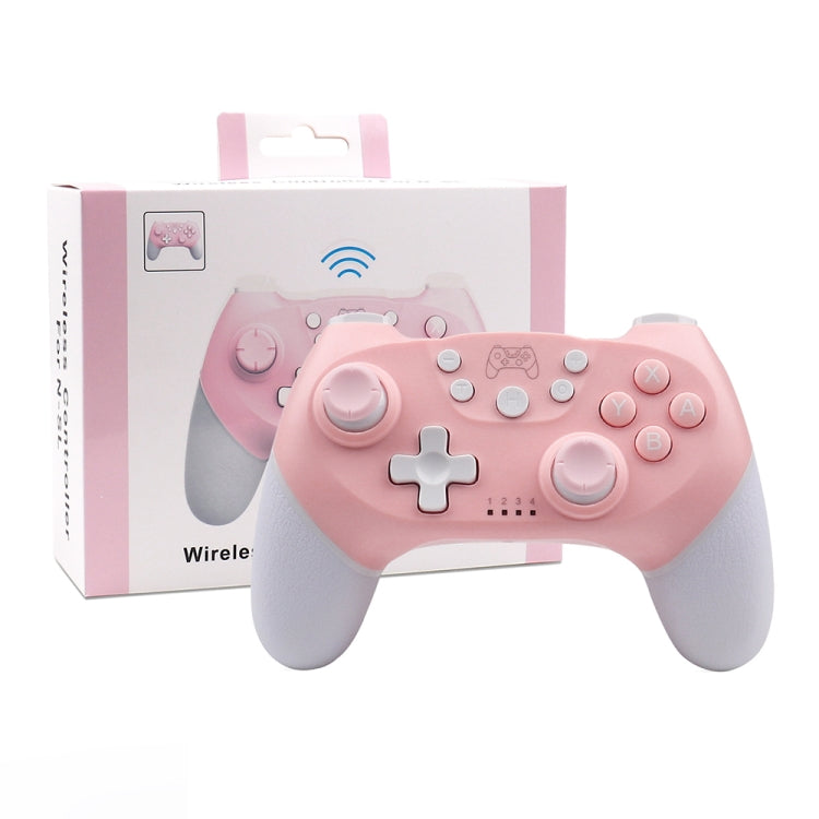 For Nintendo Switch Pro Wireless Bluetooth Handle with Macro Programming & Somatosensory Wake-up(White Pink) by bashfashion
