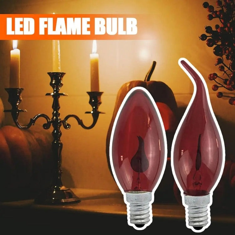Retro Flame Light Bulb LED Energy-saving Light Source Candle Decorative Light Bulb, Color temperature: E14 Transparent Flame Pointed by bashfashion