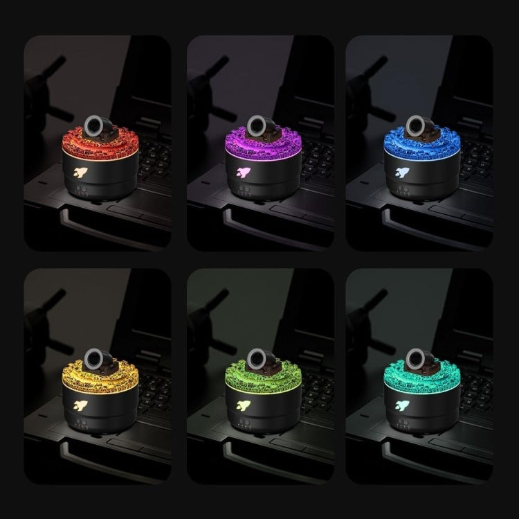 Turret Shape Aromatherapy Humidifier With 3-speed Timer 7-color Atmosphere Light USB Plug Black by bashfashion