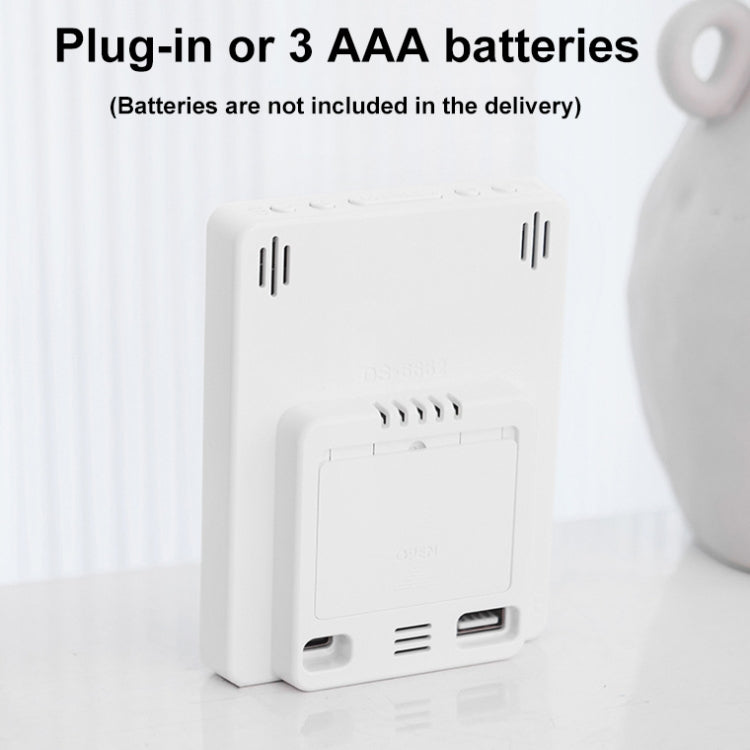 Multifunctional Temperature / Humidity Display Electronic Alarm Clock, Color: Three-color White by bashfashion