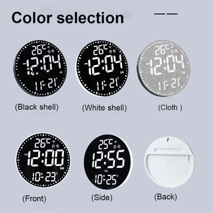 Wifi App Control LED Digital Wall Clock With RGB Light Multi-Functional Alarm Clock(Black Shell Black Surface) by bashfashion