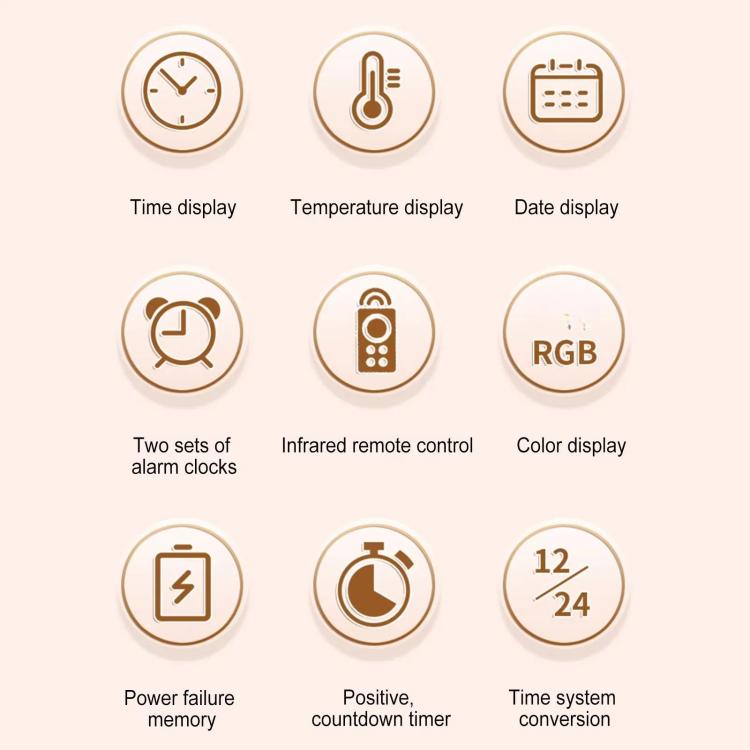 11.6-Inch RGB Wall Clock With Remote Control Multi-Functional Alarm Clock Black+Black by bashfashion